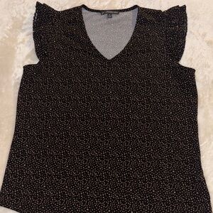 Adrianna Papell Black Blouse with White Dots